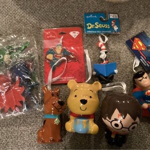 Kurt Adler Cartoon Character Ornament Set - Red, Blue, Yellow